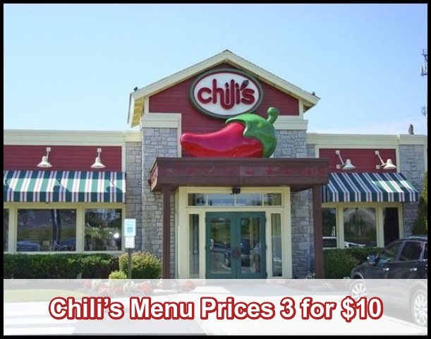 Chili’s Menu Prices 3 for $10